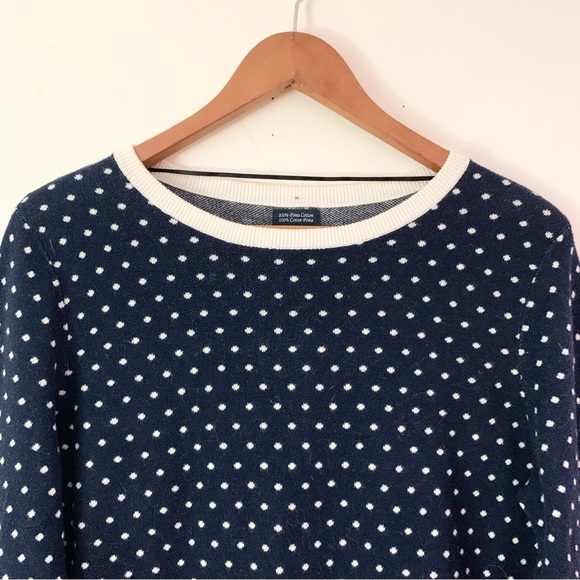 Tommy Hilfiger button back sweater navy blue polka dot pima cotton sz XL EUC OBO - Picture 5 of 12